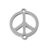 Plättchen mit zwei Ösen, Peace Zeichen ~10x12mm, Edelstahl
