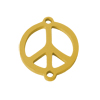 Plättchen mit zwei Ösen, Peace Zeichen ~10x12mm, Edelstahl, Vacuum Gold