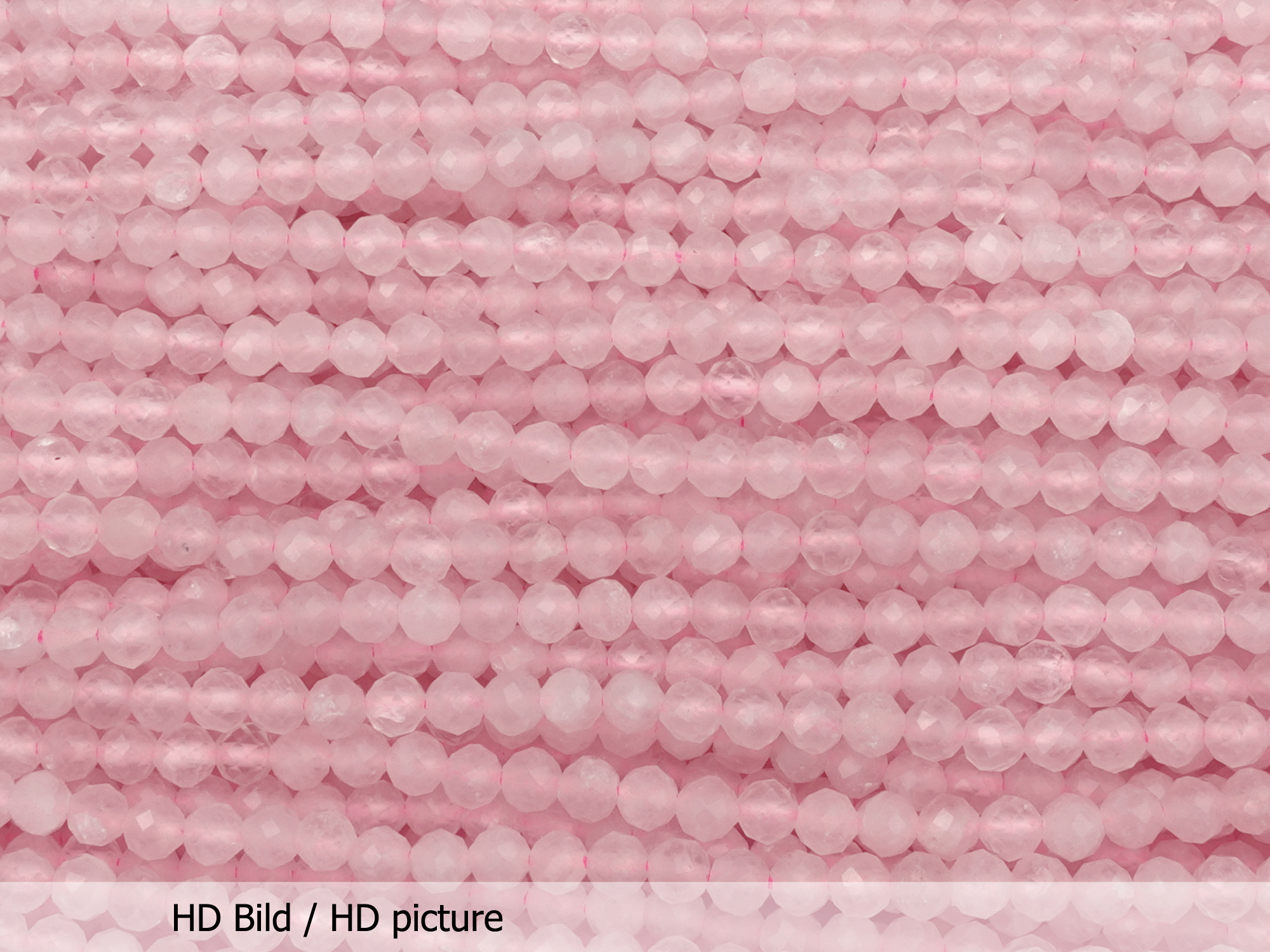 Rosenquarz Steinperlen rund facettiert 3,5mm - HD Bild