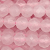 1 Strang (~38,5cm) echter Rosenquarz Steinperlen, rund facettiert ~3,5mm