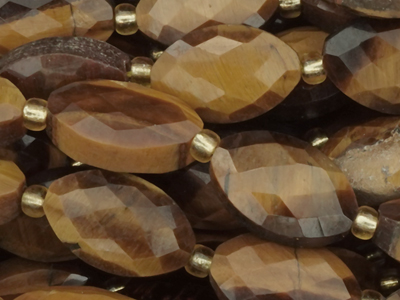 olivenförmige Tigerauge Steinperlen 14x9mm - Nahaufnahme
