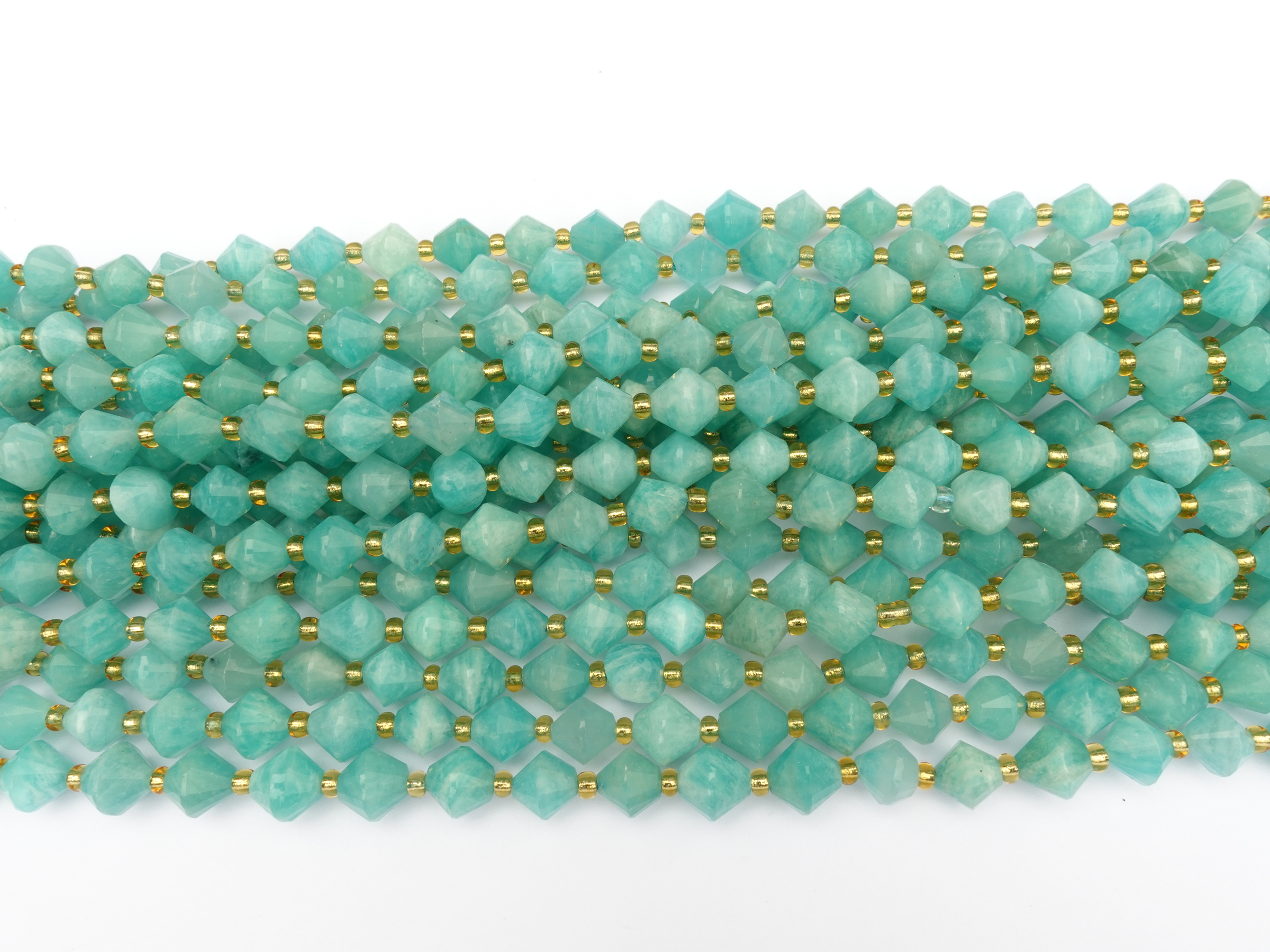 doppelkegelförmige Amazonit Steinperlen 8mm zum Schmuckmache