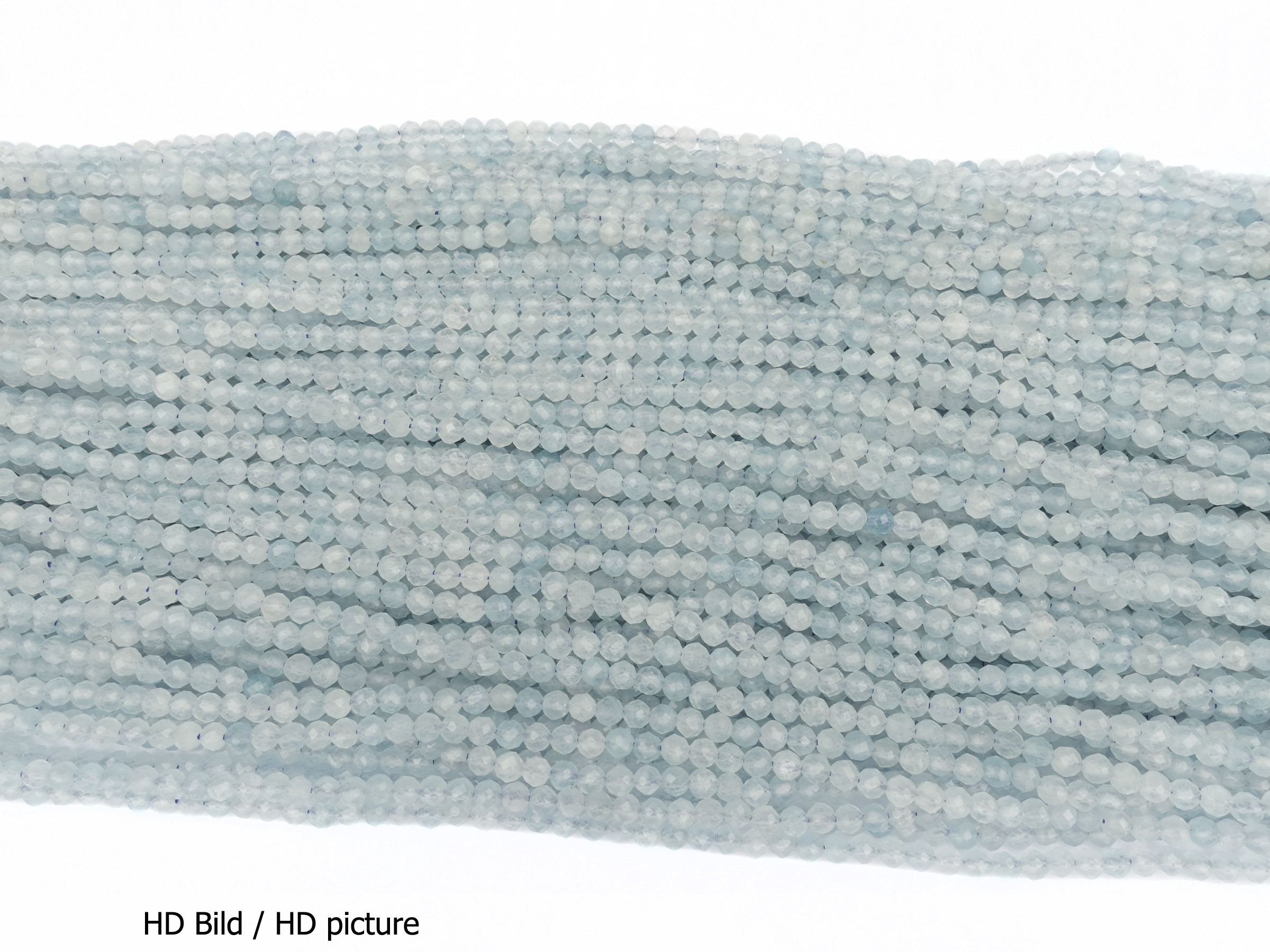 facettierte 3mm Aquamarin Steinperlen - HD Bild