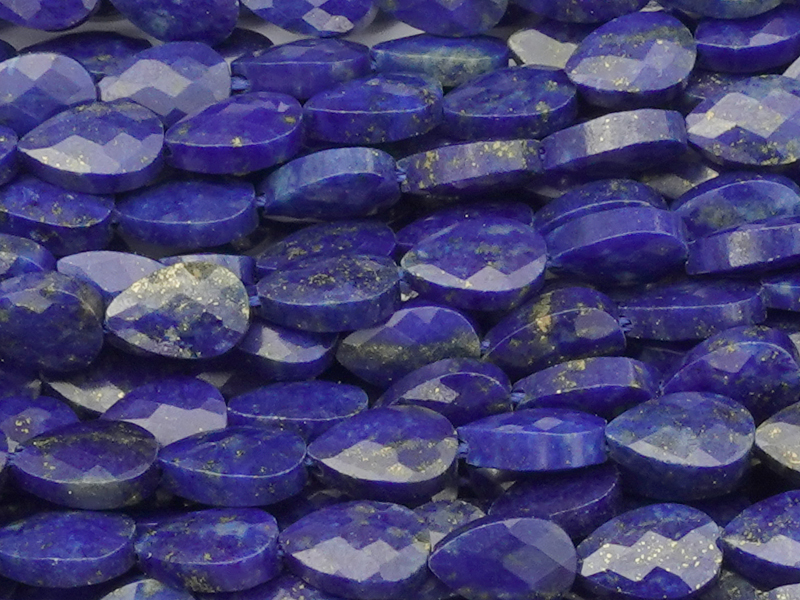 facettierte, flache Tropfenperlen aus Lapis Lazuli Stein - N