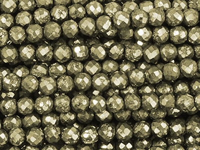 kleine facettierte Pyrit Steinperlen 2,4mm - Nahaufnahme