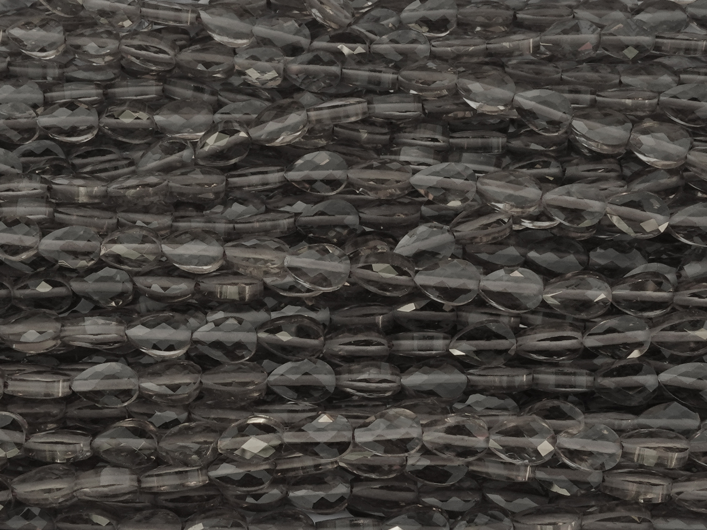 facettierte, flache Tropfenperlen aus Rauchquarz Stein zum S