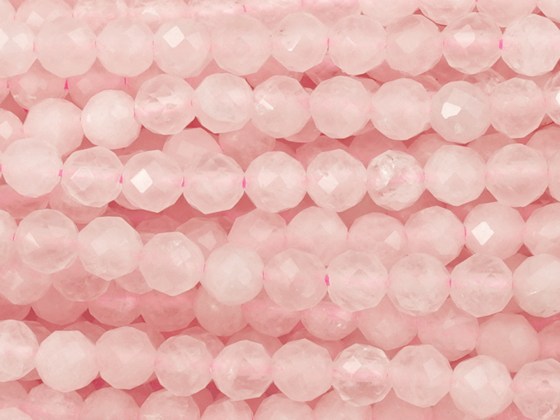 facettierte 4mm Rosenquarz Steinperlen zum Schmuckmachen - N