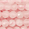 1 Strang (~37,5cm) echter Rosenquarz Steinperlen, rund facettiert ~3,6mm