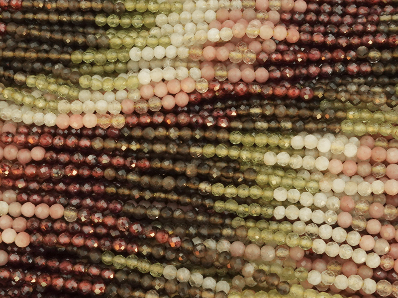 farblich sortierte Mischung aus verschiedenen 2mm Steinperle