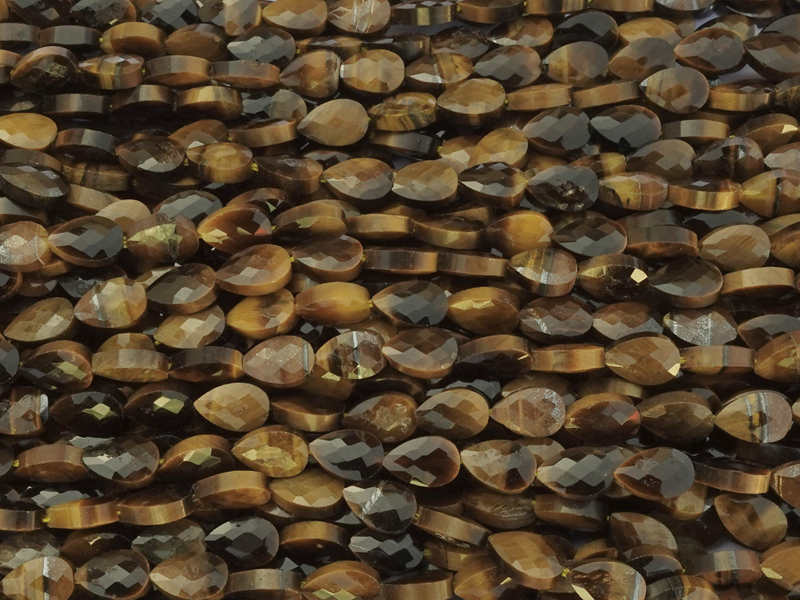 facettierte, flache Tropfenperlen aus Tigerauge Stein zum Sc