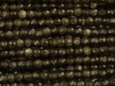 winzige facettierte Goldobsidian Steinperlen 2,1mm - Nahaufn