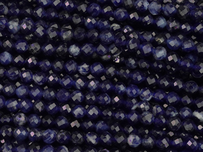 dunkelblaue facettierte Sodalith Steinperlen 3,1mm - Nahaufn