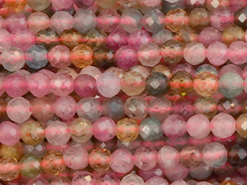 Turmalin Steinperlen rund facettiert 3mm zum Schmuckmachen -
