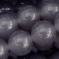 1 Strang (~38cm) echter Weiße Jade Perlen, rund ~6,5mm misty gray gefärbt