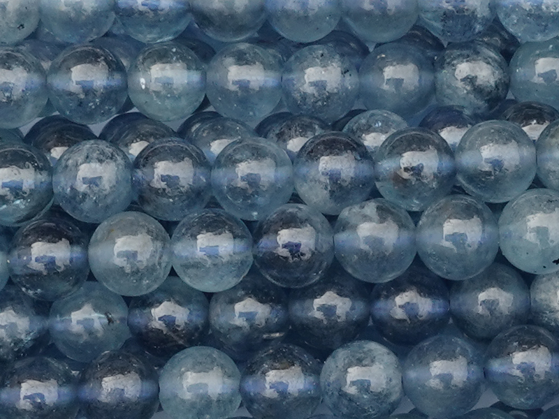 runde 5mm Aquamarine Steinperlen in seltener Blaufärbung - N
