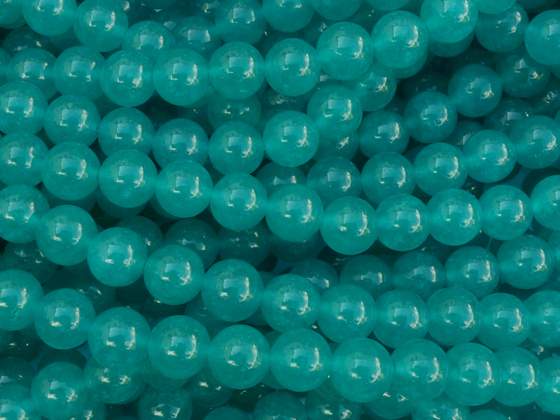 teal gefärbte weiße Jade Steinperlen rund 6mm