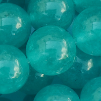 1 Strang (~38cm) echter Weiße Jade Perlen, rund ~8mm teal gefärbt