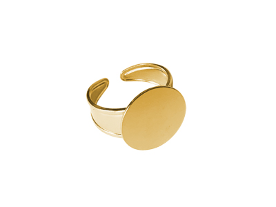 goldener Fingerring Rohling mit 15mm Klebefläche , Ringrohling gold