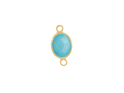 facettierter Glasanhänger 2 Ringe oval gold amazonit