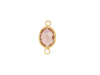 facettierter Glasanhänger 2 Ringe oval gold pfirsich