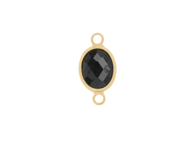 facettierter Glasanhänger 2 Ringe oval gold schwarz