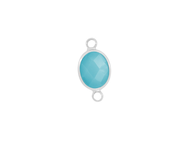 facettierter Glasanhänger 2 Ringe oval silber amazonit