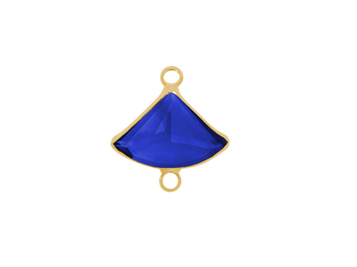 facettierter Glasanhänger 2 Ringe 13x18mm gold dunkelblau