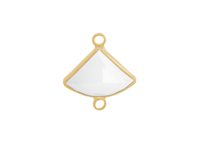 facettierter Glasanhänger 2 Ringe 13x18mm gold opalweiss