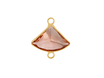 facettierter Glasanhänger 2 Ringe 13x18mm gold pfirsich