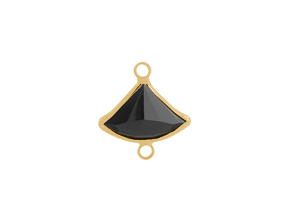 facettierter Glasanhänger 2 Ringe 13x18mm gold schwarz