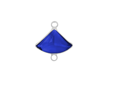 facettierter Glasanhänger 2 Ringe 13x18mm silber dunkelblau