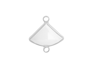facettierter Glasanhänger 2 Ringe 13x18mm silber opalweiss