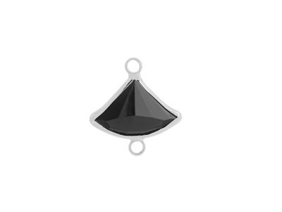 facettierter Glasanhänger 2 Ringe 13x18mm silber schwarz