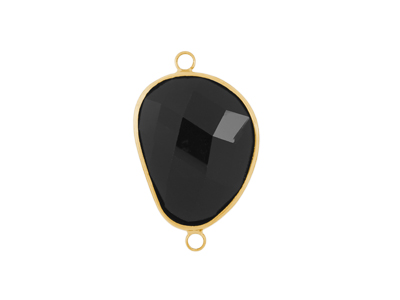 facettierter Glasanhänger 2 Ringe 20x25mm gold schwarz