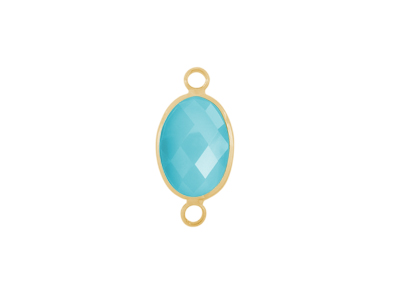 facettierter Glasanhänger 2 Ringe oval gold amazonit