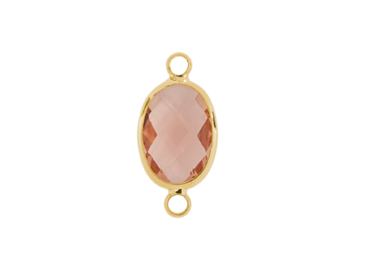 facettierter Glasanhänger 2 Ringe oval gold pfirsich