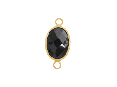 facettierter Glasanhänger 2 Ringe oval gold schwarz