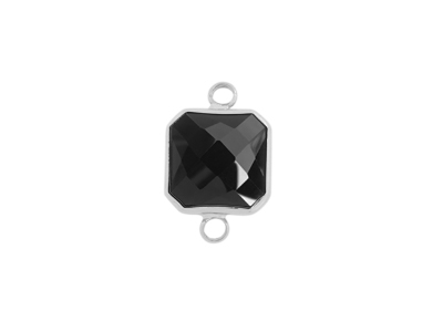 facettierter Glasanhänger 2 Ringe square silber schwarz