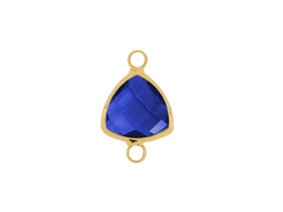 facettierter Glasanhänger 2 Ringe triangle gold dunkelblau