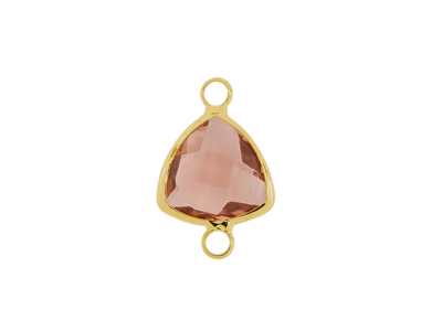 facettierter Glasanhänger 2 Ringe triangle gold pfirsich
