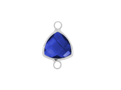 facettierter Glasanhänger 2 Ringe triangle silber dunkelblau