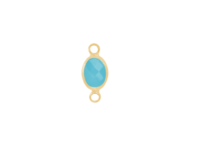 facettierter Glasanhänger 2 loops oval gold amazonit