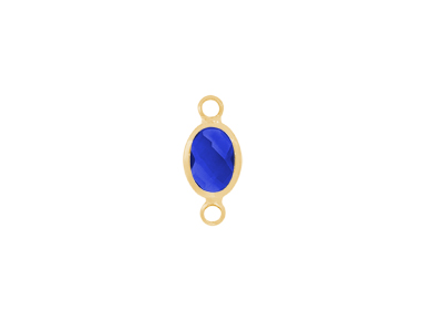 facettierter Glasanhänger 2 loops oval gold dunkelblau