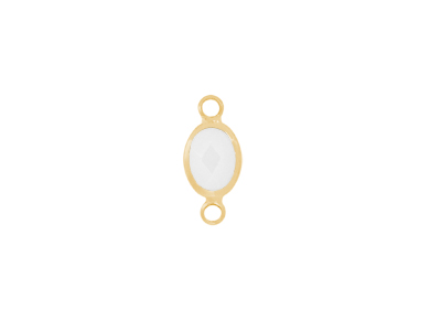 facettierter Glasanhänger 2 loops oval gold opalweiss