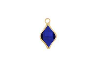 facettierter Glasanhänger 9x14mm gold dunkelblau