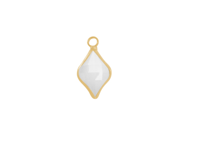 facettierter Glasanhänger 9x14mm gold opalweiss
