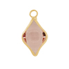 Glasanhänger mit Metallfassung ~10x15mm, gold, pfirsich