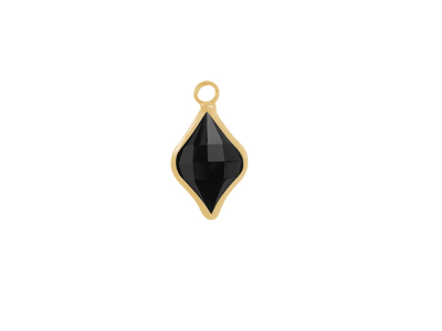 facettierter Glasanhänger 9x14mm gold schwarz