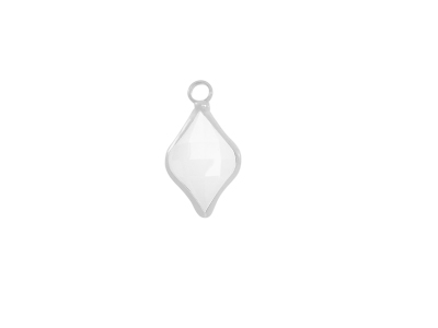 facettierter Glasanhänger 9x14mm silber opalweiss