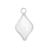 Glasanhänger mit Metallfassung ~10x15mm, silber, opalweiß